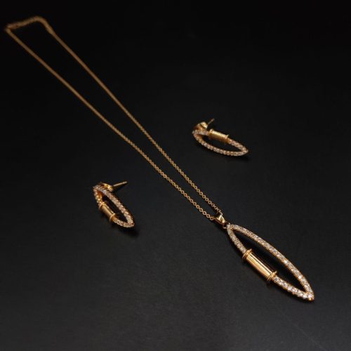 Elegant Rose Gold Plated AD Necklace Pendant in Marquise Shape - Image 2