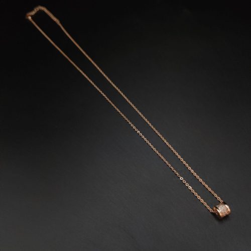 Stylish Rose Gold Plated Cubic Zirconia Necklace Pendant with Minimalist Charm