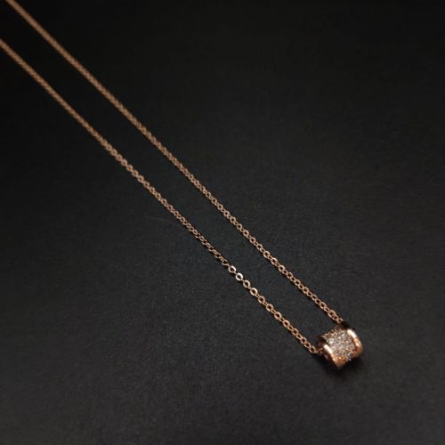 Stylish Rose Gold Plated Cubic Zirconia Necklace Pendant with Minimalist Charm - Image 2