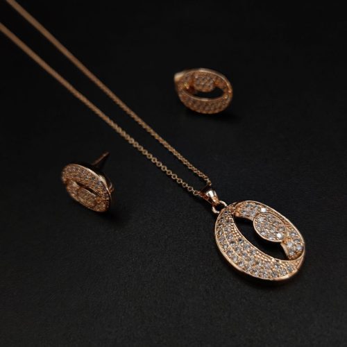 Trendy Rose Gold Plated AD Pendant Necklace with Geometric Charm - Image 2