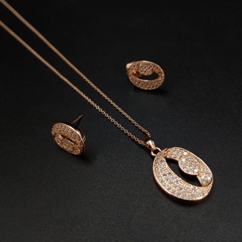 Trendy Rose Gold Plated AD Pendant Necklace with Geometric Charm - Image 3