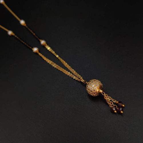 Sparkling gold-plated AD Mangalsutra pendant necklace for auspicious occasions - Image 2