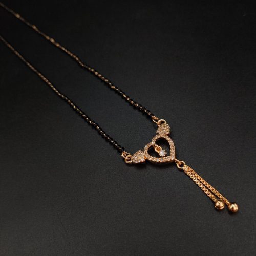 Glamorous Rose Gold-plated AD Mangalsutra necklace for bridal wear - Image 2