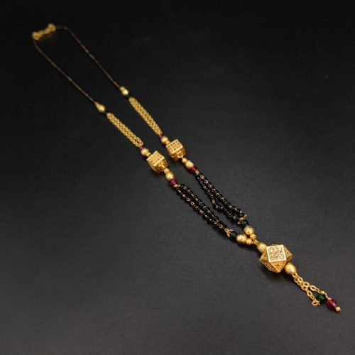 Stylish Rose Gold-plated AD Mangalsutra necklace with adjustable chain for versatility