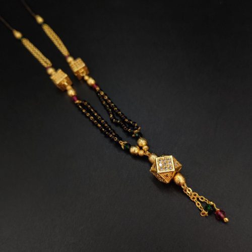 Stylish Rose Gold-plated AD Mangalsutra necklace with adjustable chain for versatility - Image 2