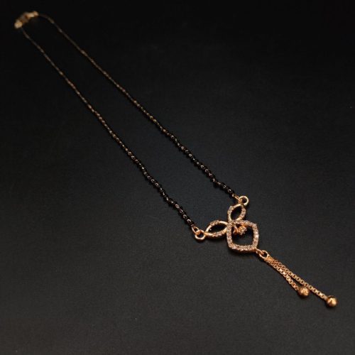 Trendy Rose Gold-plated AD Mangalsutra pendant necklace with contemporary charm