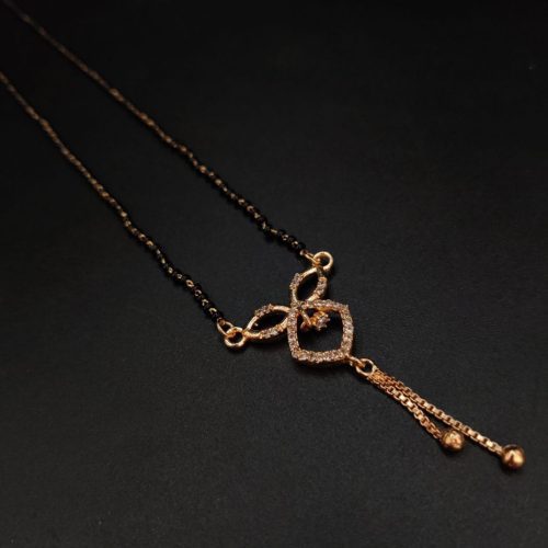 Trendy Rose Gold-plated AD Mangalsutra pendant necklace with contemporary charm - Image 2