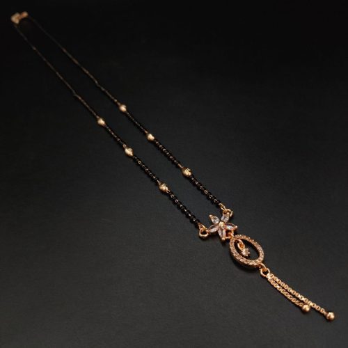 Exquisite Rose Gold-plated AD Mangalsutra necklace with intricate detailing