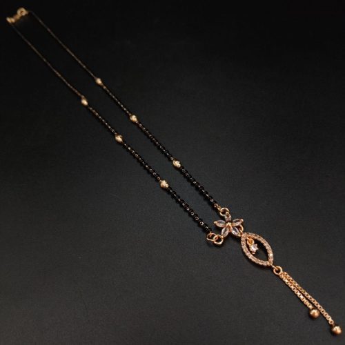 Contemporary Rose Gold-plated AD Mangalsutra necklace for modern brides