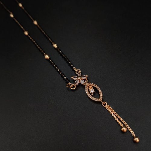 Contemporary Rose Gold-plated AD Mangalsutra necklace for modern brides - Image 2