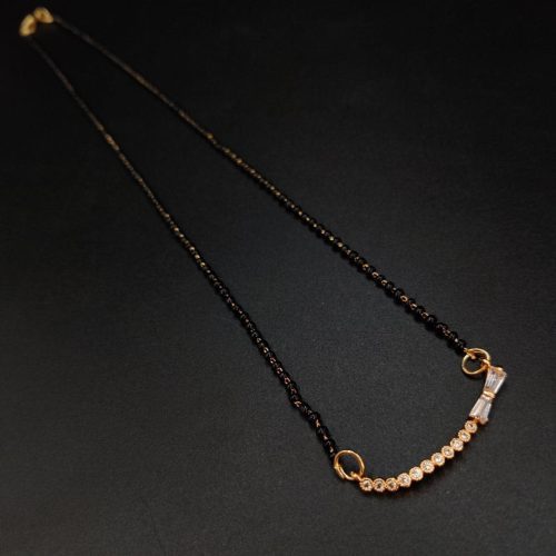 Playful Rose Gold-Plated AD Mangalsutra Pendant Necklace with Whimsical Motif