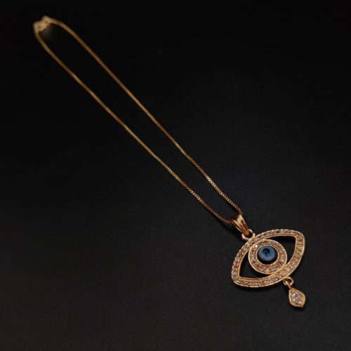 Evil Eye Rose Gold-Plated AD Necklace with Contemporary Style