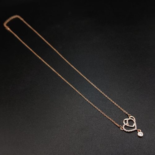 Graceful Rose Gold-plated AD Mangalsutra Pendant Necklace with Heart Design