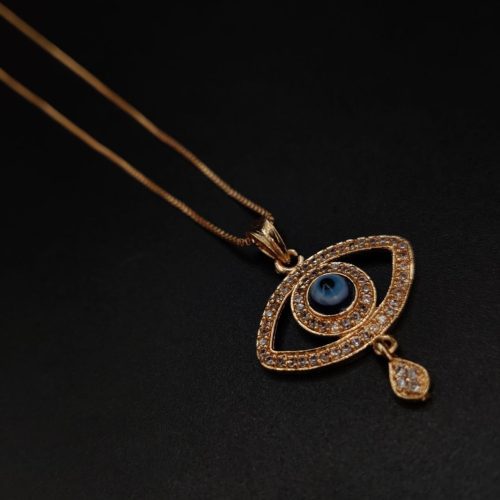 Evil Eye Rose Gold-Plated AD Necklace with Contemporary Style - Image 2
