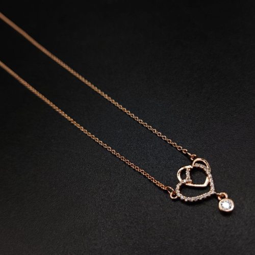 Graceful Rose Gold-plated AD Mangalsutra Pendant Necklace with Heart Design - Image 2