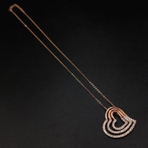 Rose Gold-Plated AD Heart Design Pendant Necklace