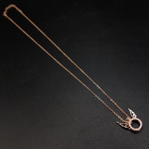 Artistic Rose Gold-plated AD Mangalsutra Pendant Necklace with Abstract Pattern