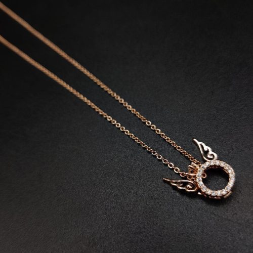 Artistic Rose Gold-plated AD Mangalsutra Pendant Necklace with Abstract Pattern - Image 2