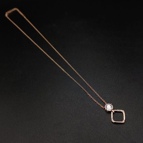 Romantic Rose Gold-plated AD Mangalsutra Pendant Necklace with Engraved Motif - Image 2