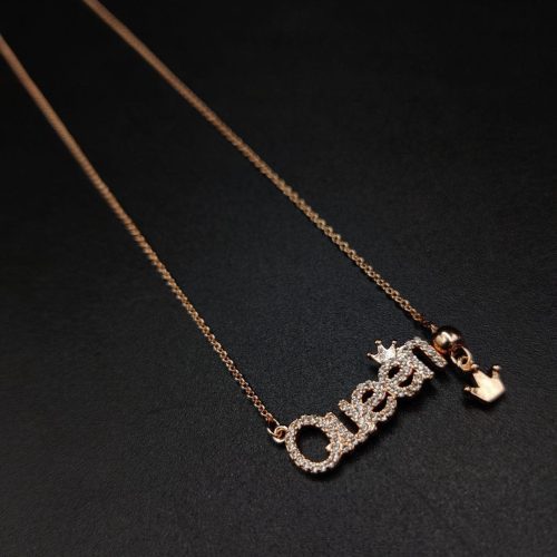 Luxurious rose gold plated AD Mangalsutra pendant necklace with Swarovski crystals - Image 2