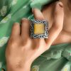 Silver Replica Rings | Oxidised Monalisa Stone Adjustable Ring