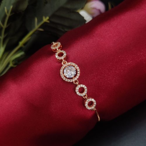 Elegant rose gold plated cubic zirconia bracelet for women's fashion