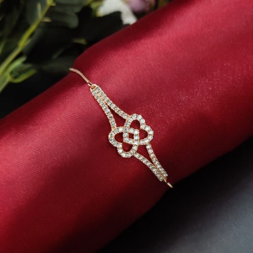 Elegant rose gold CZ bracelet with adjustable links for personalized comfort