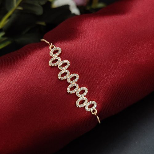 D9 Creation's exquisite rose gold plated bracelet with intricate CZ patterns