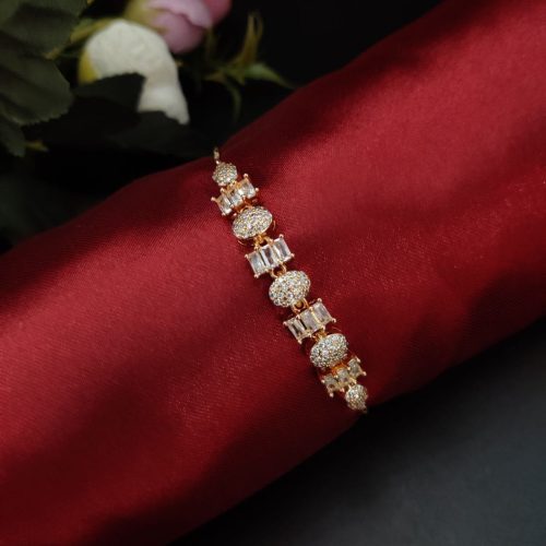 Exquisite rose gold CZ bracelet with adjustable clasp for easy wearing