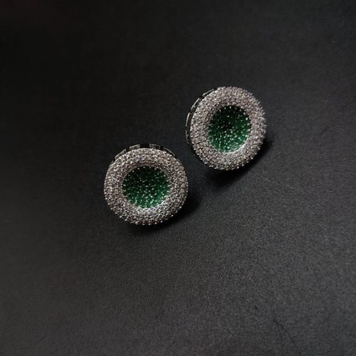 American Diamond Necklace with Green CZ Stone Choker Set - Image 4