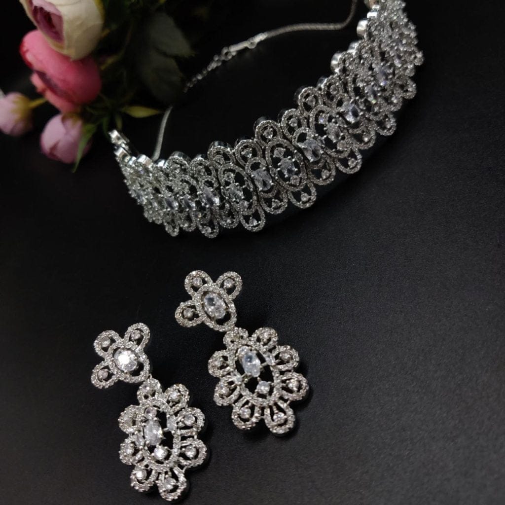 American Diamond Necklace Choker Set Perfect Wedding jewellery