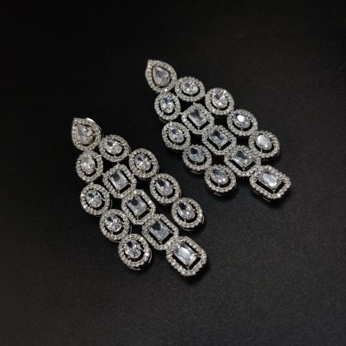 Premium Quality 3 Layer American Diamond AD Necklace Set Wedding Special - Image 4