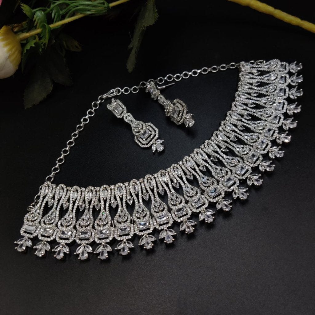 American Diamond AD Choker With Maangtikka Necklace Set Wedding Special