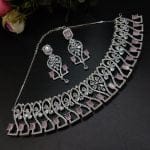 Premium Quality American Diamond Necklace with Maangtika Monalisa Stone Choker Set