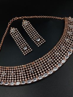Rose Gold Plated Cubic Zirconia CZ Necklace Choker Set Choice for Ring Ceremony