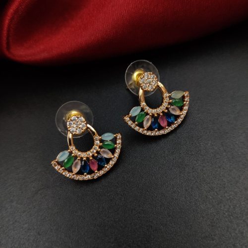 Classic Rose Gold Plated Cubic Zirconia Stud Earrings