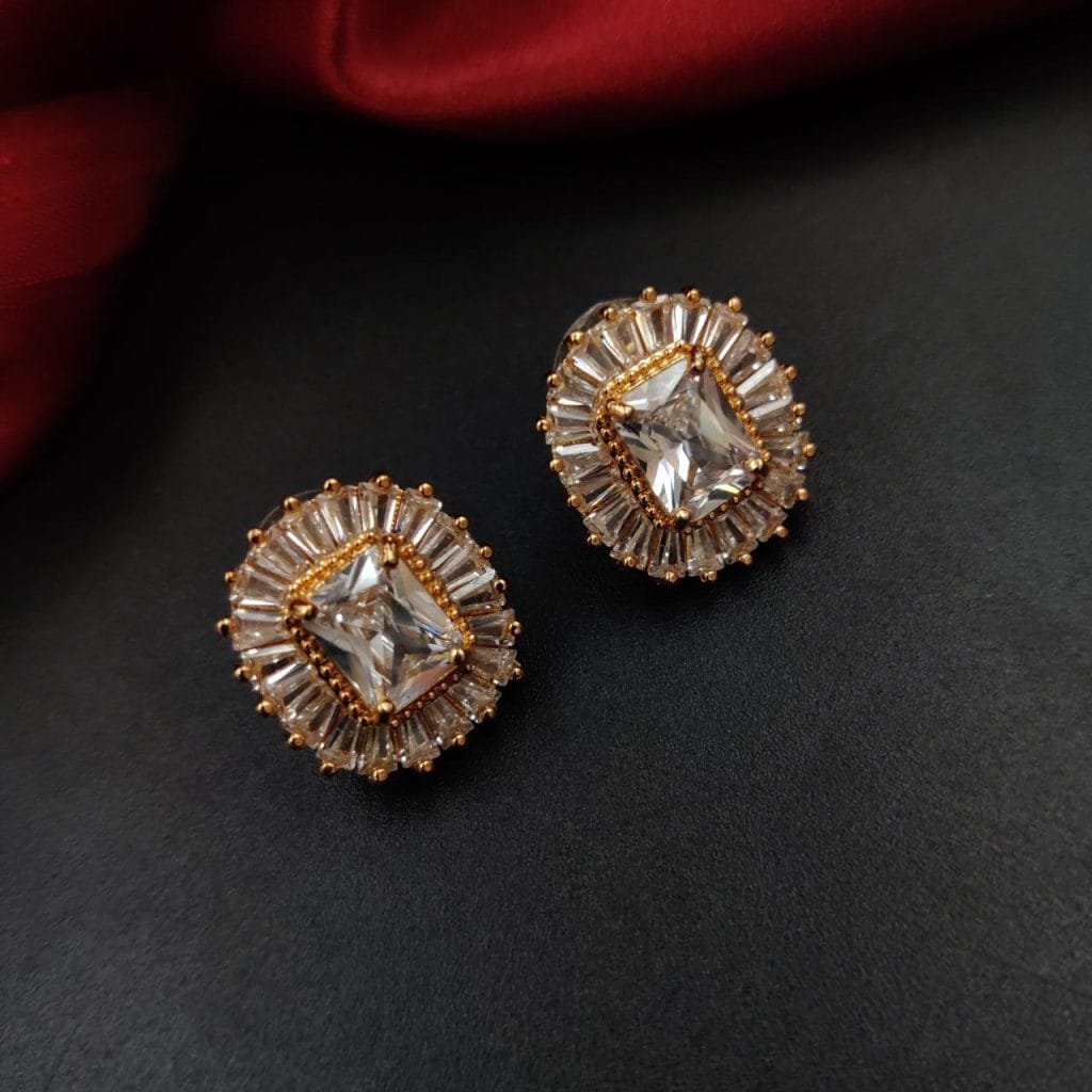 Bulk 92 Elegant Rose Gold CZ Stud Earrings