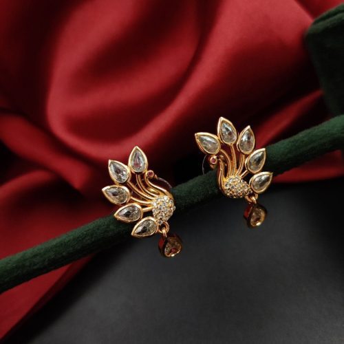 Glamorous Rose Gold Plated CZ Stud Earrings