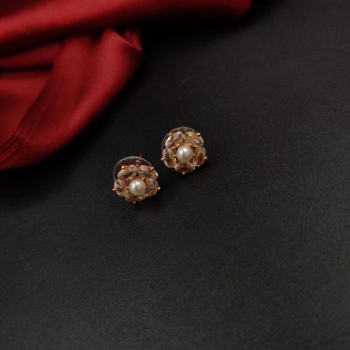 Stunning Rose Gold CZ Stud Earrings