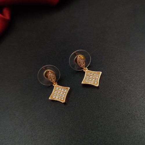 Modern Rose Gold Cubic Zirconia Studs