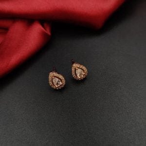 Fashionable Rose Gold Plated CZ Stud Earrings
