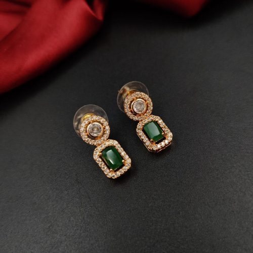 Luxurious Rose Gold CZ Stud Earrings