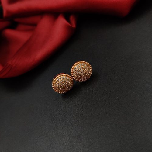 Trendy Rose Gold CZ Stud Earrings