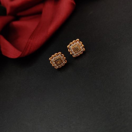 Bold Rose Gold CZ Stud Earrings