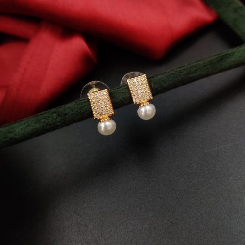 Edgy Rose Gold Plated CZ Studs