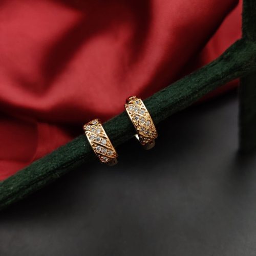 Bohemian Rose Gold Plated CZ Stud Earrings