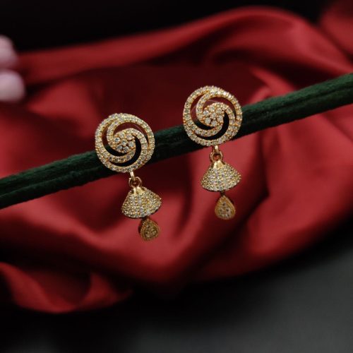 Geometric Rose Gold CZ Stud Earrings