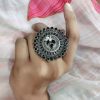 Silver Replica Ring | Round Shape Pearl Beads Adjustable Rings For Girls