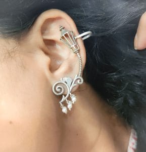 Beautiful Lamp Earcuff | Oxidised Silver Replica Earrings