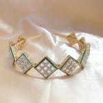 Gold Plated Meenakari Square Shape Kundan Hair Bands For Girls